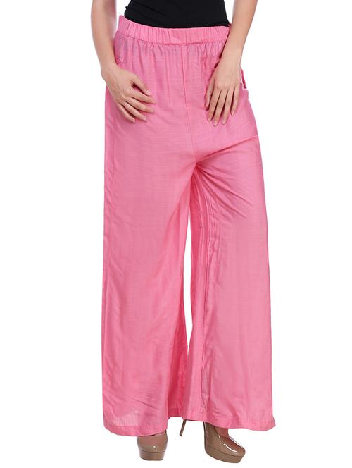 solid pink rayon palazzo - 14209722 - Very Small Image - 1