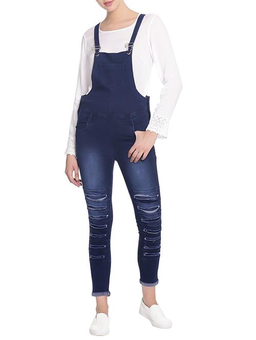 stone washed distressed dungaree - 14209763 - Very Small Image - 1