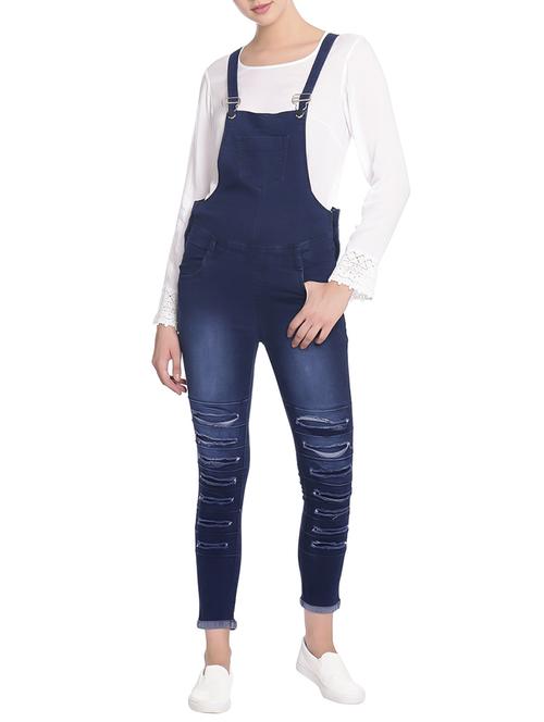 stone washed distressed dungaree - 14209776 - Very Small Image - 1