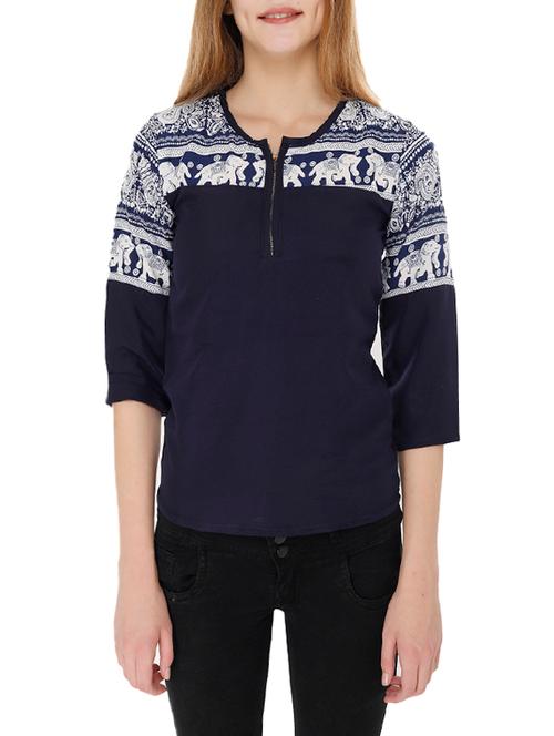 zipper detail printed top - 14210219 - Very Small Image - 1