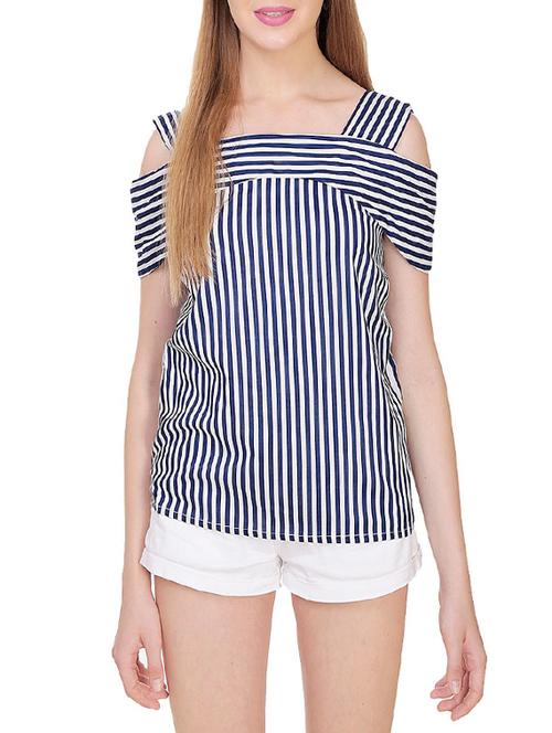 cold shoulder striped top - 14210374 - Very Small Image - 1