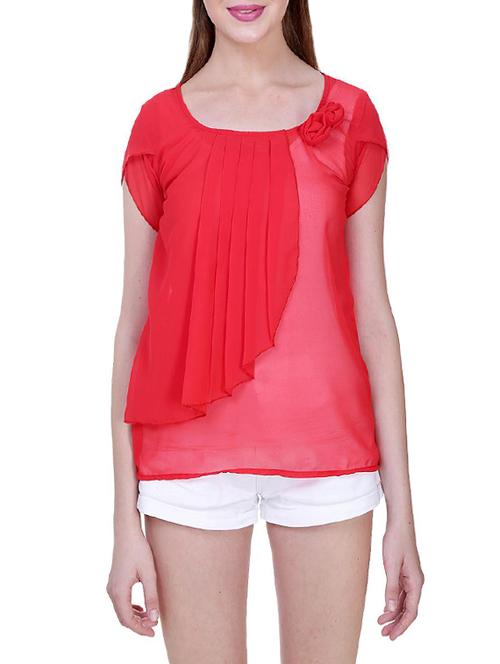 solid red casual top - 14210377 - Very Small Image - 1