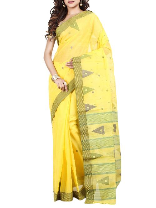 yellow cotton tant saree - 14211099 - Very Small Image - 1