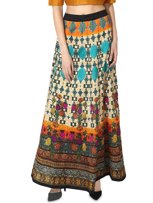multicolored silk blend maxi skirt - 14211294 - Very Small Image - 1