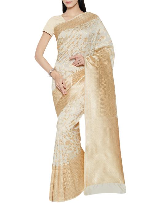 zari jacquard kanjivaram saree with blouse - 14211666 - Very Small Image - 1
