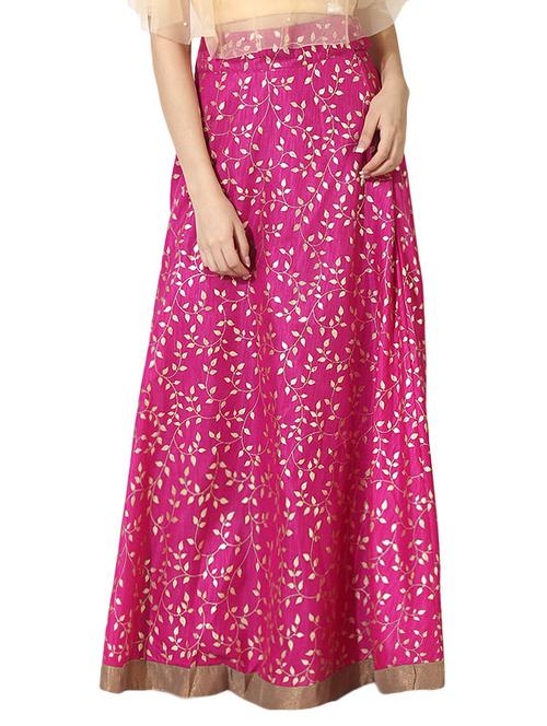 magenta silk blend flared skirt - 14212466 - Very Small Image - 1