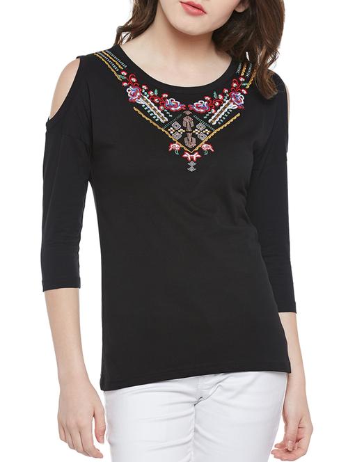 cold shoulder embroidered top - 14212650 - Very Small Image - 1