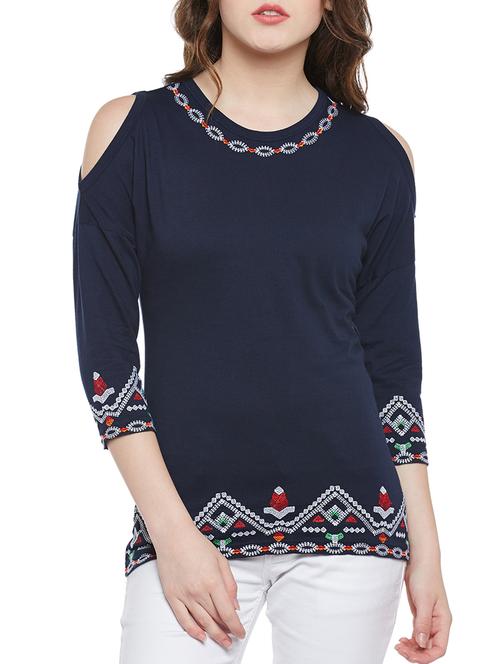 cold shoulder embroidered top - 14212654 - Very Small Image - 1