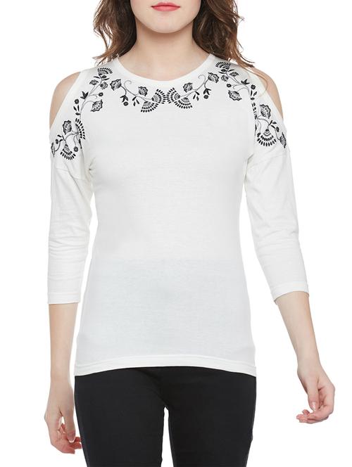 cold shoulder embroidered top - 14212655 - Very Small Image - 1