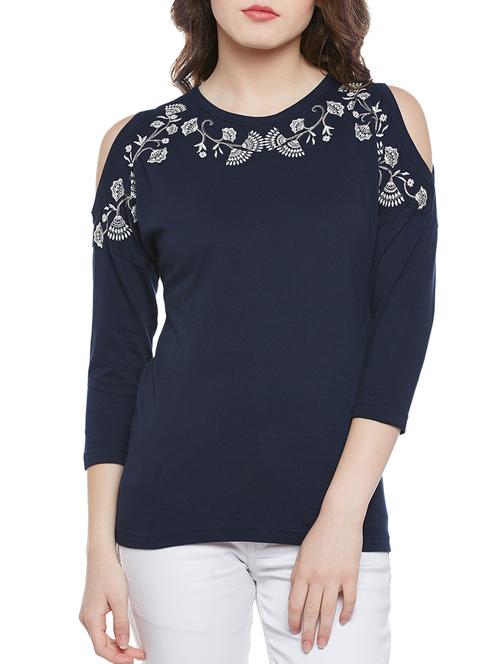 cold shoulder embroidered top - 14212656 - Very Small Image - 1