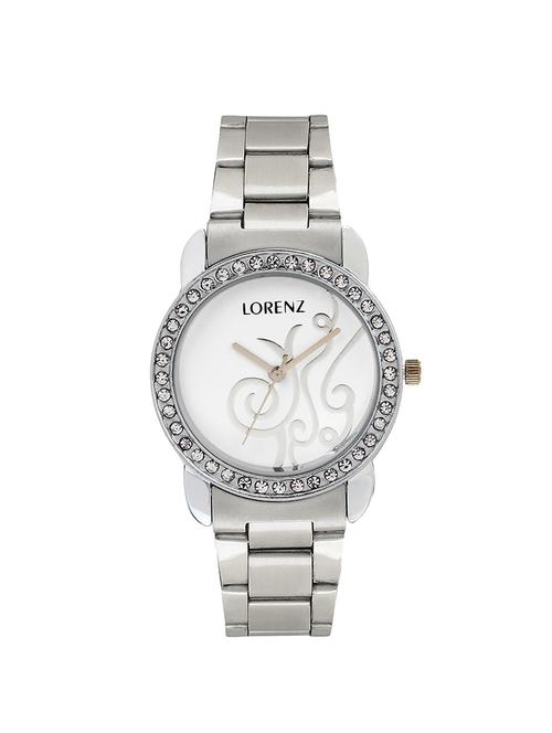 lorenz as-9 new metallic diamond stud white dial premium look casual analog watch for women and girls - 14213755 - Very Small Image - 1
