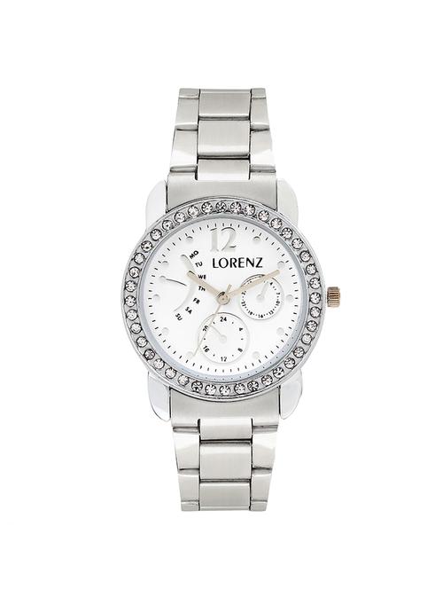 lorenz as-10 new metallic white chrono style dial casual analog watch for women and girls - 14213756 - Very Small Image - 1