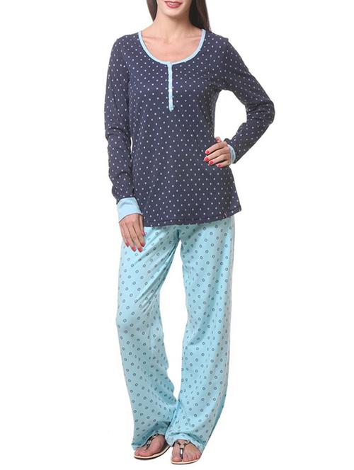blue cotton nightwear set - 14214416 - Very Small Image - 1