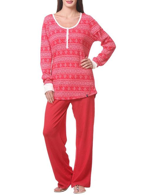 red cotton nightwear set - 14214417 - Very Small Image - 1