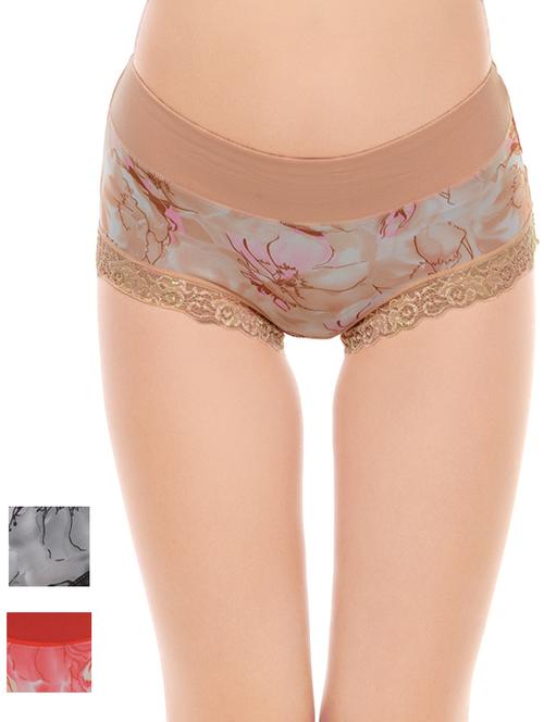 set of 3 multicolored printed nylon panties - 14214516 - Very Small Image - 1