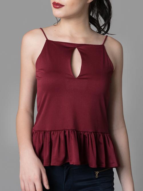 keyhole front poly blend cami top - 14215239 - Very Small Image - 1