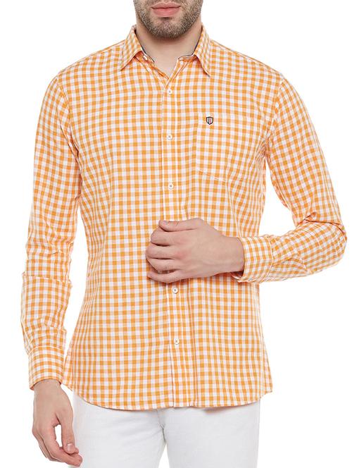 orange cotton blend casual shirt - 14215334 - Very Small Image - 1