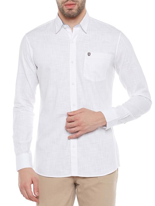 white cotton blend casual shirt - 14215340 - Very Small Image - 1
