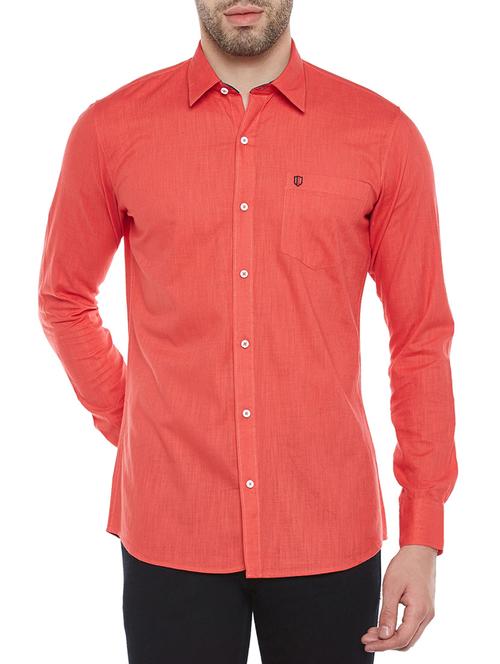red cotton blend casual shirt - 14215341 - Very Small Image - 1