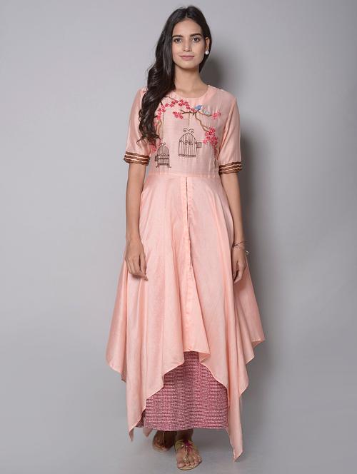 orange cotton layered dress - 14216300 - Very Small Image - 1
