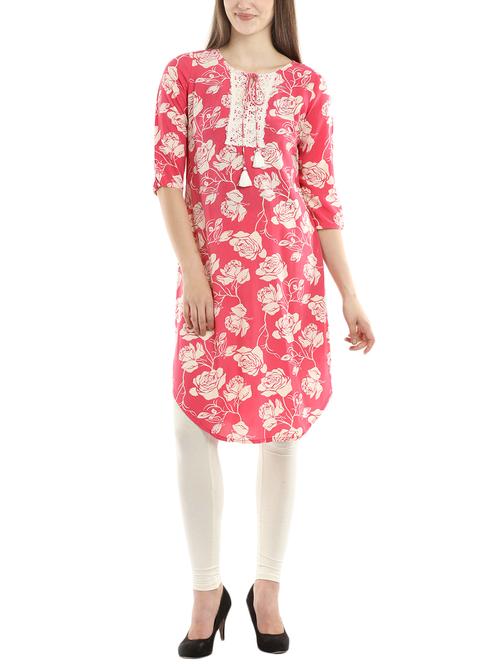 pink viscose straight kurta - 14216529 - Very Small Image - 1