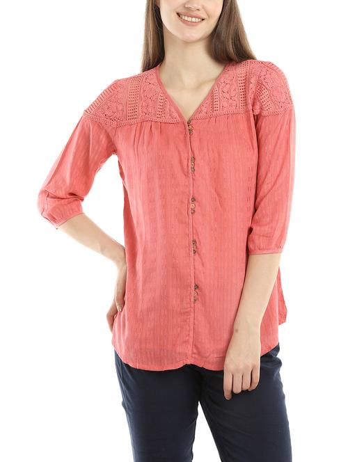 peach viscose casual top - 14217226 - Very Small Image - 1