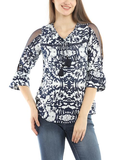 navy blue viscose casual top - 14217233 - Very Small Image - 1