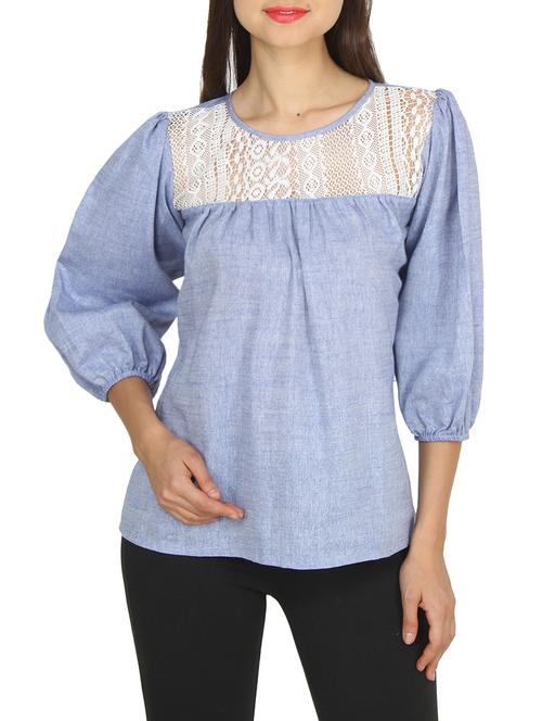 light blue denim regular top - 14217269 - Very Small Image - 1
