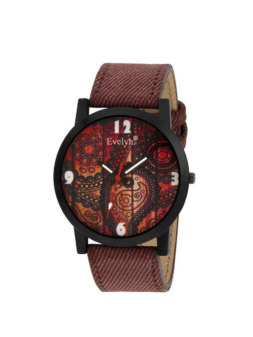 evelyn brown strap analog watches for men's and boy's eve-613 - 14218887 - Very Small Image - 1
