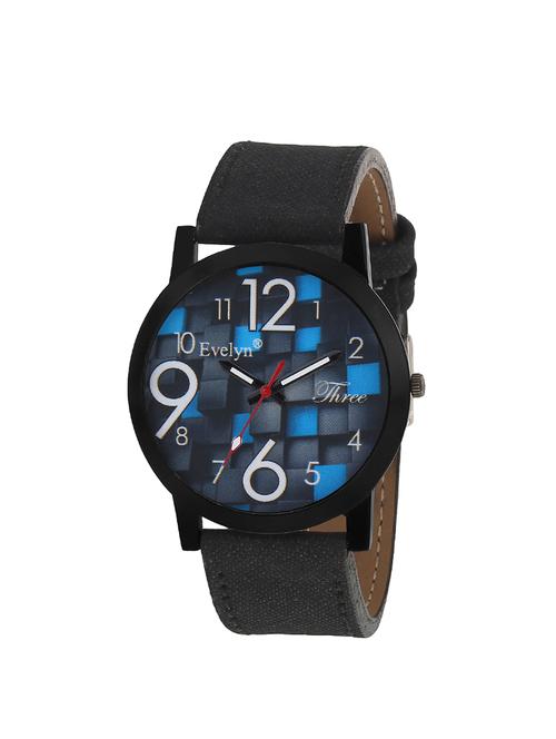 evelyn black strap analog watches for men's and boy's eve-616 - 14218890 - Very Small Image - 1
