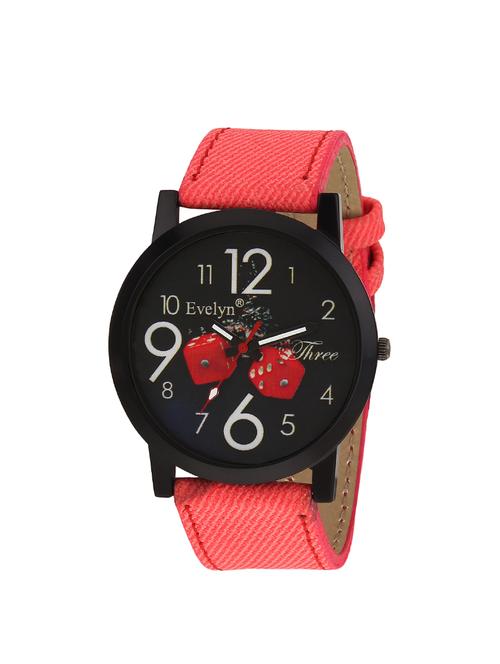 evelyn red strap black dial analog watches for men's and boy's eve-621 - 14218895 - Very Small Image - 1