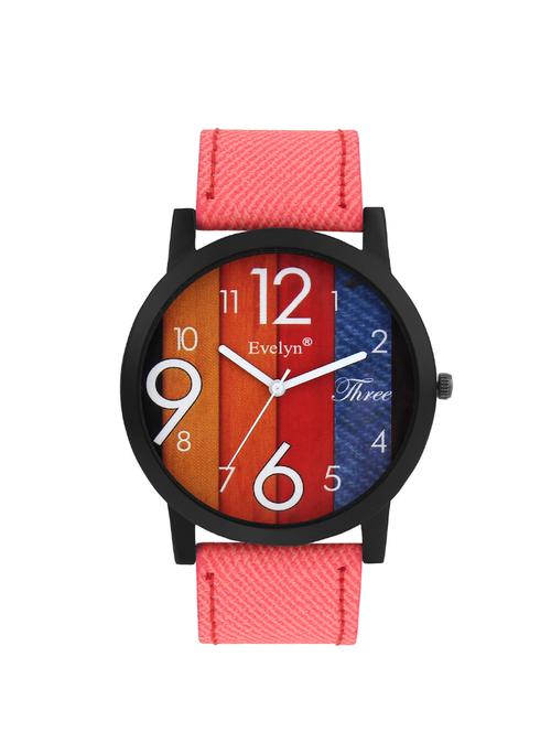 evelyn red strap red dial analog watches for men's and boy's eve-581 - 14218904 - Very Small Image - 1