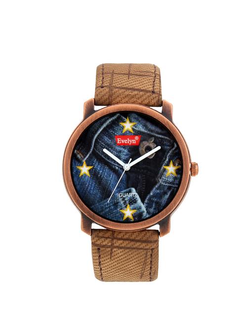 evelyn brown strap blue dial analog watches for men's and boy's eve-670 - 14218905 - Very Small Image - 1