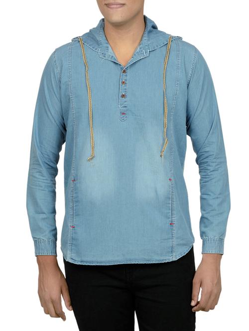light blue denim short kurta - 14219431 - Very Small Image - 1