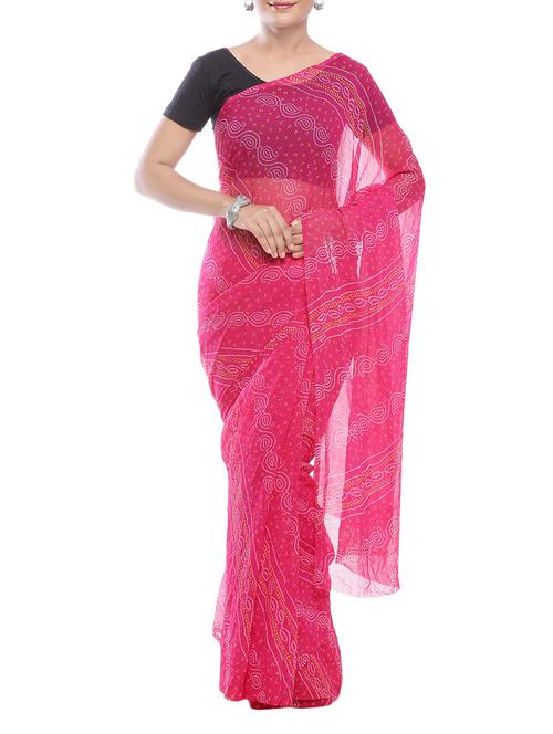 pink printed georgette saree - 14220508 - Very Small Image - 1