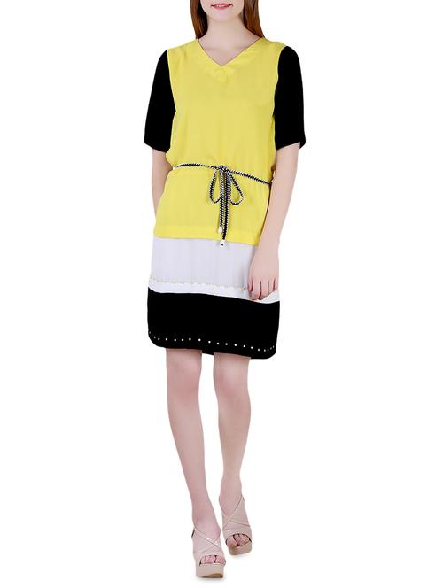 color block georgette dress - 14220586 - Very Small Image - 1