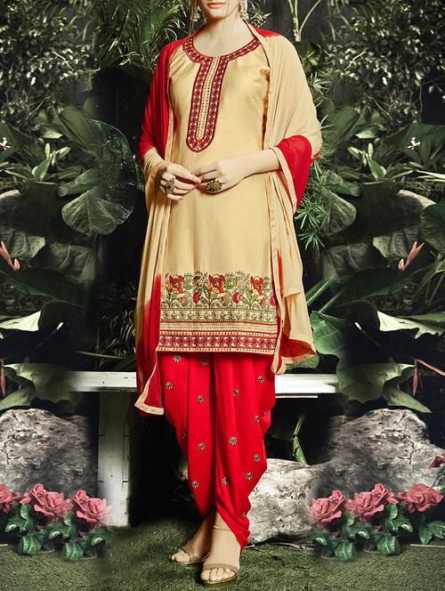 embroidered unstitched patiyala suit - 14220999 - Very Small Image - 1