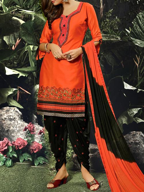 embroidered unstitched patiyala suit - 14221003 - Very Small Image - 1