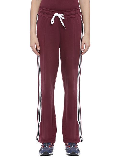 maroon cotton blend track pant - 14221180 - Very Small Image - 1