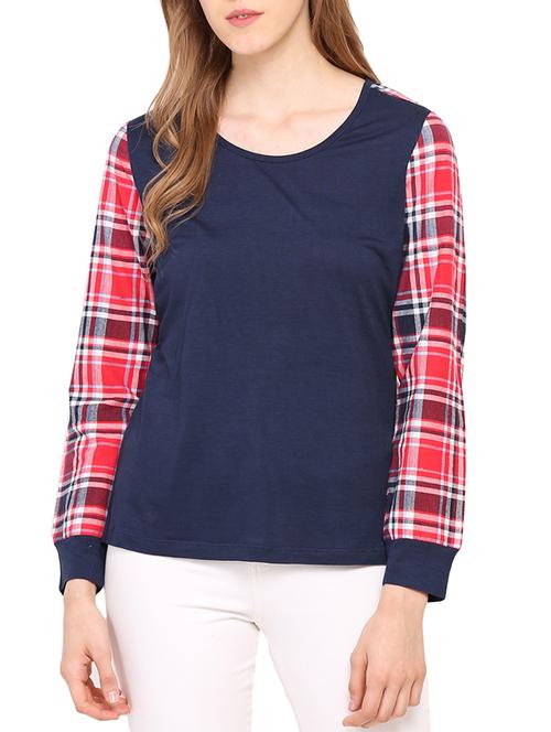 navy blue rayon casual top - 14221737 - Very Small Image - 1