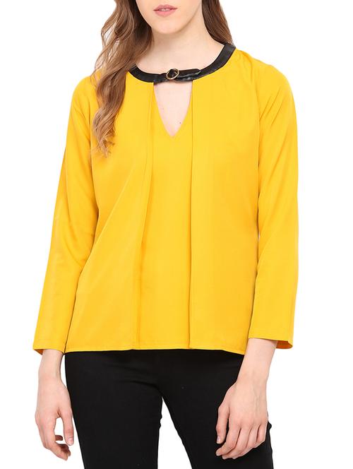 yellow crepe casual top - 14221753 - Very Small Image - 1