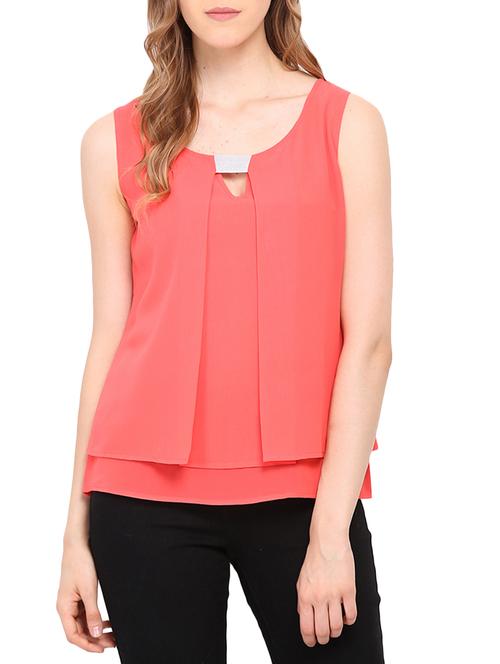 pink crepe layered top - 14221755 - Very Small Image - 1