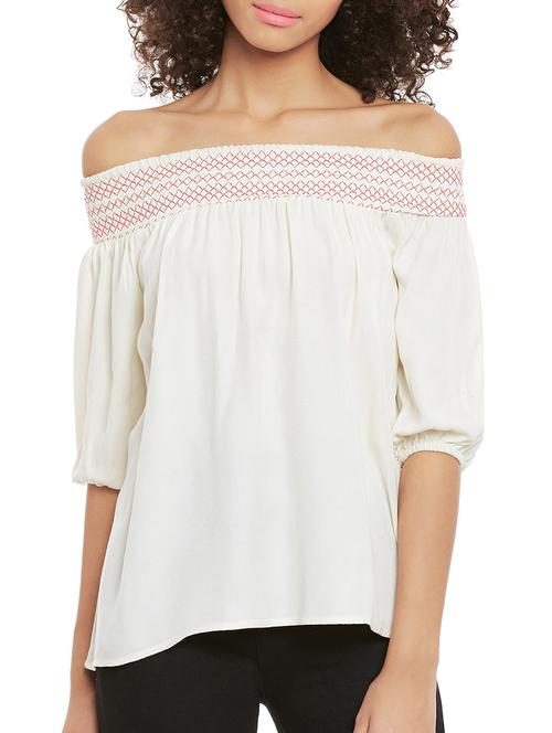 smocked off shoulder top - 14222177 - Very Small Image - 1