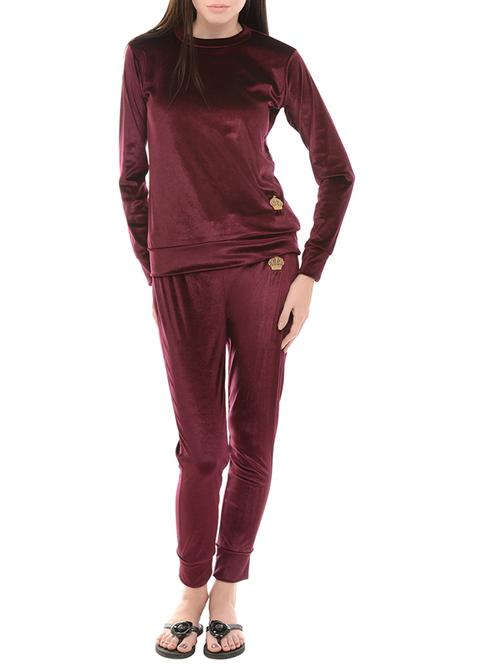 maroon velvet nightwear set - 14222269 - Very Small Image - 1