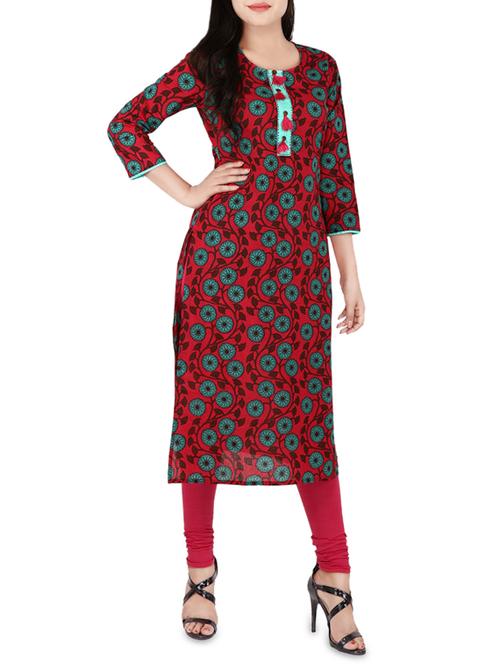 floral printed straight kurta - 14222622 - Very Small Image - 1