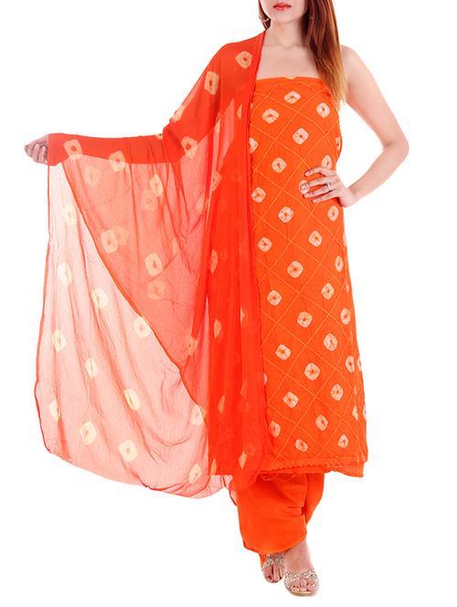orange unstitched palazzo suit dress material - 14223097 - Very Small Image - 1