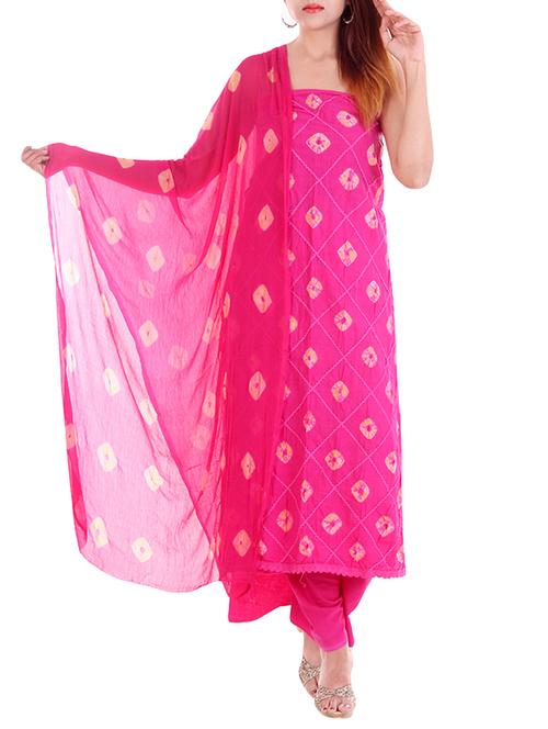 pink unstitched palazzo suit dress material - 14223098 - Very Small Image - 1