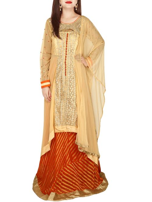orange georgette set - 14223699 - Very Small Image - 1