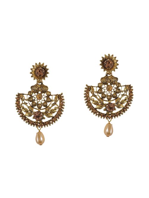 gold metal chandellier earrings - 14224430 - Very Small Image - 1