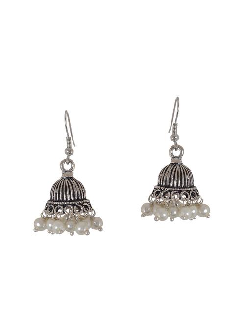 silver metal jhumka earrings - 14224449 - Very Small Image - 1